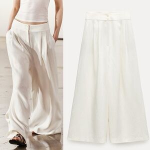 NWT Zara Linen Wide Leg Pants Size M
